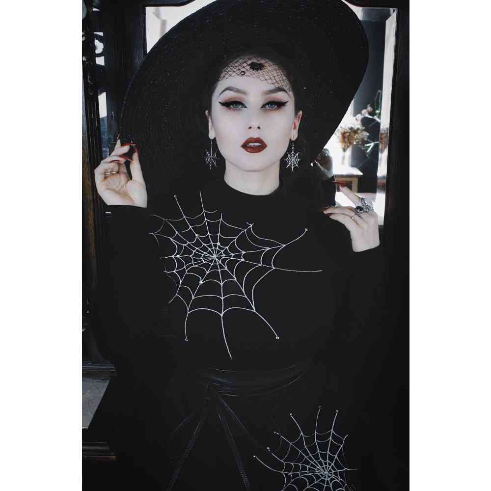 Voodoo Vixen - VV X Acid Doll Black Widow Chandail - Noir